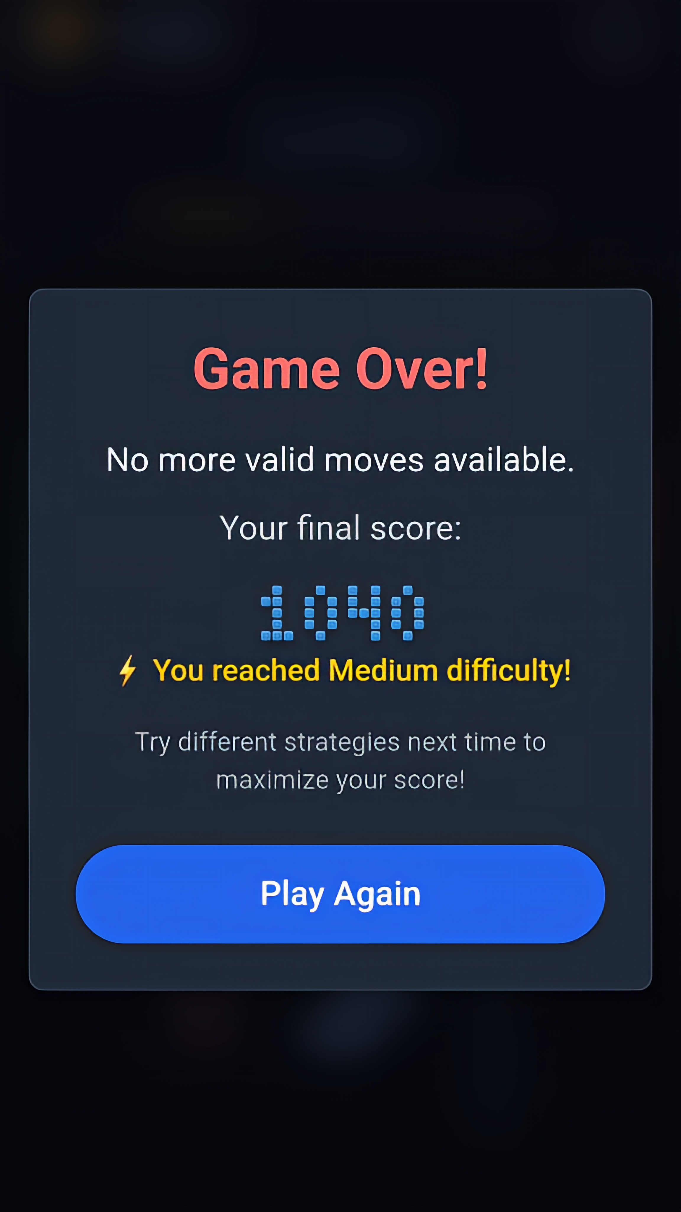 Game Over Screen